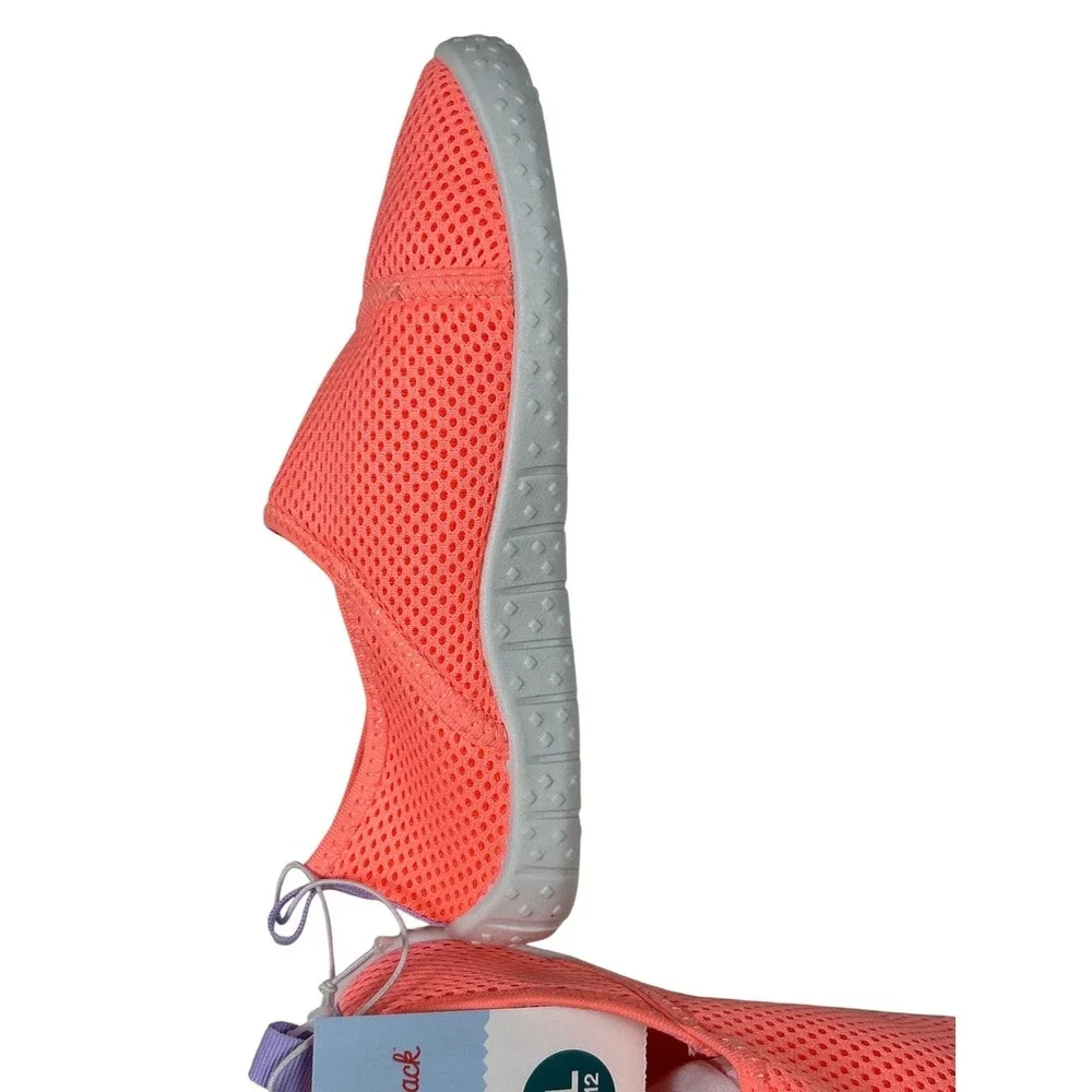 Cat & Jack Kids Neon Coral Pink Mesh‎ Water Shoes XL 11/12 Hook Loop Slip On
